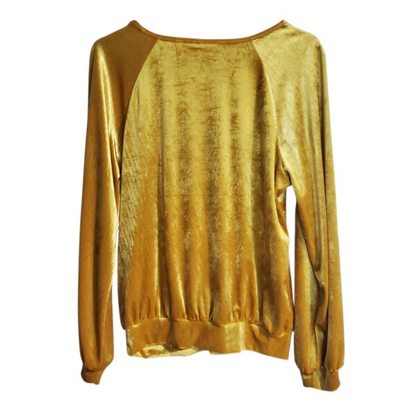 NWT Maeve Anthropologie Velvet Sunflower Yellow Soft Sweatshirt - Small - Picture 3 of 9